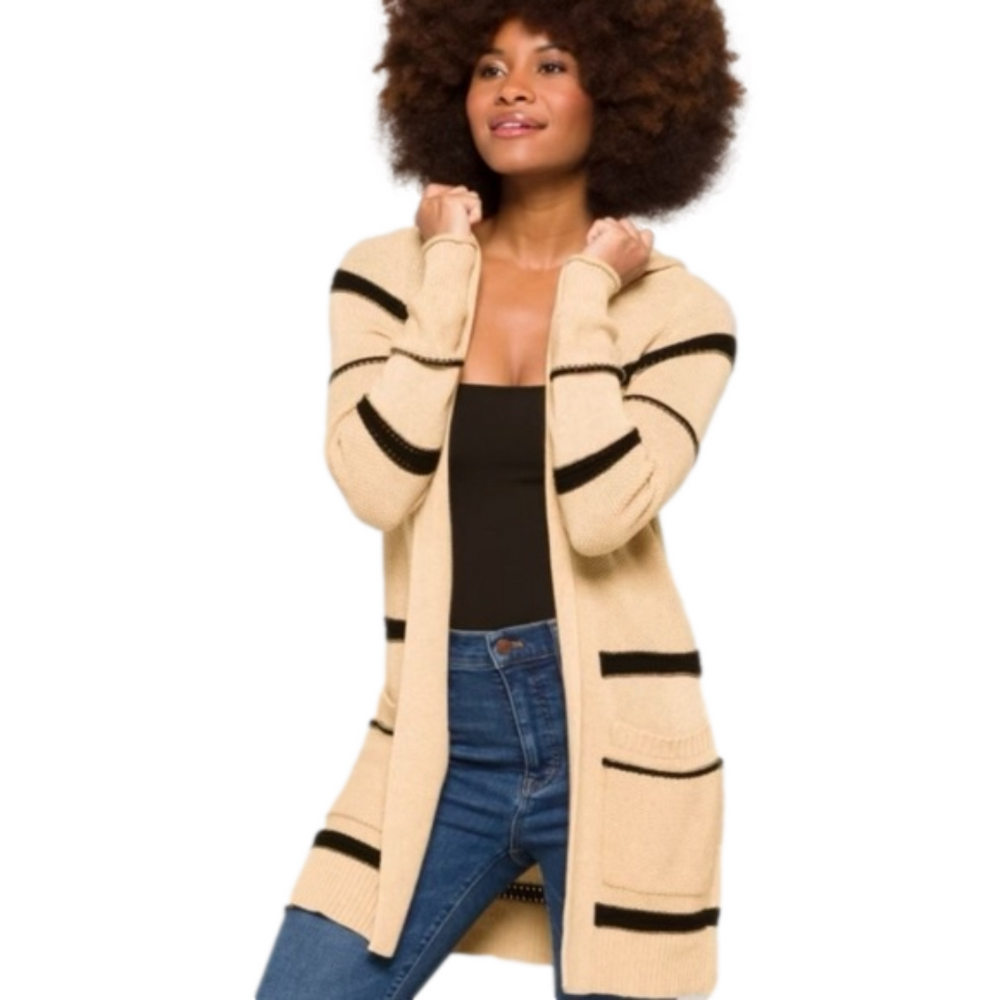 NWT Lety & Me Molly Hooded Double Pocket Cardigan
